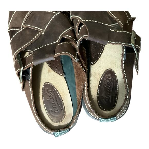 Y2K Candie's Brown Mules with Woven Leather Design - Picture 2 of 4